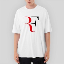 Crows Gate Roger Federer Colored Logo Oversize Beyaz Tişört