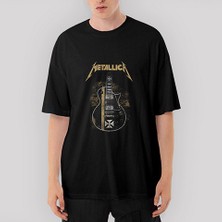 Crows Gate Metallica Guitar Cross Oversize Siyah Tişört