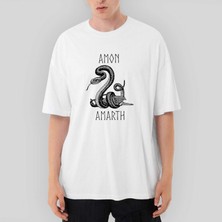 Crows Gate Amon Amarth Snake Oversize Beyaz Tişört