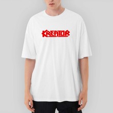 Crows Gate Kreator Logo Red Oversize Beyaz Tişört
