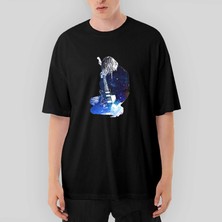 Crows Gate Nirvana Kurt Cobain Galaksi Oversize Siyah Tişört