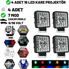 Rptech Kuru Kafa Cakarli Çalışma Lambası 4 Adet 16 LED Kare 5 Renk