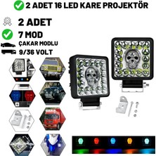 Rptech Kuru Kafa Cakarli Çalışma Lambası 2 Adet 16 LED Kare 5 Renk