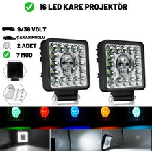 Rptech Kuru Kafa Cakarli Çalışma Lambası 2 Adet 16 LED Kare 5 Renk