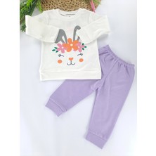 Bonboner Kids Kız Bebek / Çocuk Ikili Gündelik / Eşofman / Pijama Takımı Tavşan Baskılı