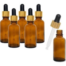 Makrobay Altın - Siyah Cam Pipetli Amber Cam Şişeler 30 ml x 6 Adet