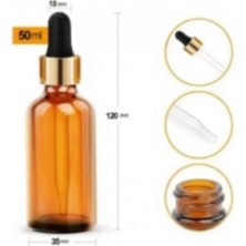 Makrobay Cam Damlalıklı Amber Şişe - Ecza Şişesi - Dropper Şişe 50 ml x 6 Adet