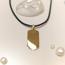 Altın Ofisi 24MM Dikdörtgen Levha Kolye 14 Ayar Altın
