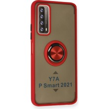 Newface Huawei P Smart 2021 Kılıf Montreal Yüzüklü Silikon Kapak - Kırmızı 13