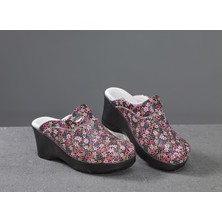 Dr. Mitra Dolgu Topuklu Kadın Sabo Terlik 759 Çiçek Desenli