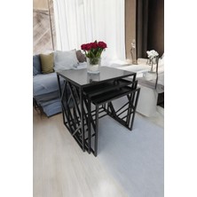 Mobi Evim Mobievim Venice Siyah Metal Ayaklı, Füme Aynalı Zigon Sehpa