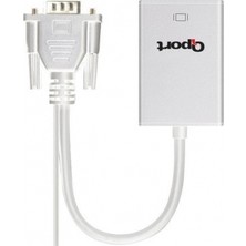 Qport Q-Vh VGA To HDMI Dönüştürücü + Ses Kablosu (Vga+Hdmı)