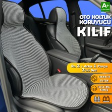 S-Dizayn Oto Koltuk Koruyucu Kılıf Çizgili Füme Beyaz Universal 2+1 Parça Ön Arka A+ Kalite