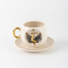 BSK Ceramics Handmade Ceramics Handmade Harfli Siyah Melek Kahve Fincanı L Harfi