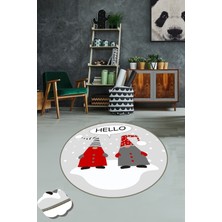 Chilai Home Snowman Çap Dekoratif Halı , Kaymaz Halı Yıkanabilir 200 x 200