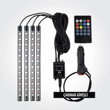 Car And More 4 Parçalı Uzaktan Kumandalı Ayak Altı Aydınlatma 12 LED Çok Renkli Araba Ledi