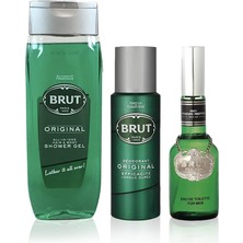 Brut Original Erkek Bakım Seti Madalyon Plexi Parfüm Edt 100 Ml, Deodorant 200 Ml, Duş Jeli 500 ml