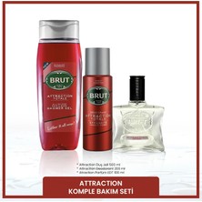 Brut Attraction Erkek Bakım Seti Parfüm Edt 100 ml, Deodorant 200 ml, Duş Jeli 500 ml