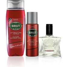 Brut Attraction Erkek Bakım Seti Parfüm Edt 100 ml, Deodorant 200 ml, Duş Jeli 500 ml