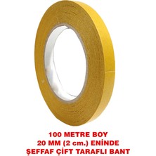 Rumuse Çift Taraflı Şeffaf Bant 100 Metre Uzunlukta (18 mm - 1,8 Cm) Enindedir