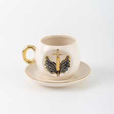 BSK Ceramics Handmade Ceramics Handmade Harfli Siyah Melek Kahve Fincanı I Harfi