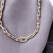 Shesra Vıp Model Taşlı Gold Renk Kolye (45CM)