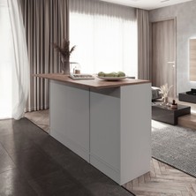 T Designo Katrina Mutfak Adası Alt Modül 120 cm Beyaz Tezgah Dahil
