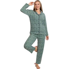 Kadın Kışlık Welsoft Peluş Polar  Düğmeli Pijama Takımı