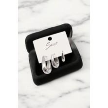 Shesra Silver Renk 3'lü Set Küpe