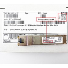 Huawei SFP-1000BASET Electrical Transceiver, Sfp, Ge, Electrical Interface Module (100M, RJ45)BAKIR Sfp