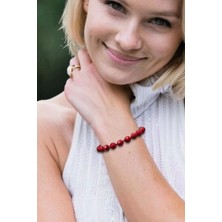 Pozitif Doğal Taş Faset Kesim Mercan Bileklik Makrome Ayarlı 444-8