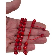 Pozitif Doğal Taş Faset Kesim Mercan Bileklik Makrome Ayarlı 444-8