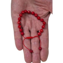 Pozitif Doğal Taş Faset Kesim Mercan Bileklik Makrome Ayarlı 444-8