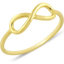 Gümüşcüm Sonsuzluk Altın Kaplama Bayan Gümüş Yüzük