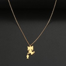 Gümüşcüm Balıkçı Kedi Gümüş Kolye