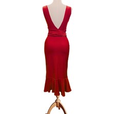 Due Stelle Reversible Reversible Likralı Tango Eteği – Çift Taraflı Esnek Dans Eteği Kırmızı - Mavi