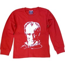 Salar Ticaret Çocuk Kırmızı Uzun Kollu Atatürk Baskılı Tişört Sweatshirt Unisex Model