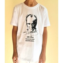 Salar Ticaret Atatürk Baskılı Beyaz Kısa Kollu Çocuk T-Shırt 16-17 Yaş