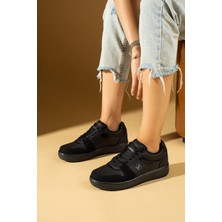 Pembe Potin Bağcıklı Ortopedik Kaymaz Kırılmaz Taban Konforlu Kadın Sneakers 001-2100-SSIYAH