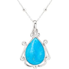 Gümüşcüm Turkuaz Taşlı Otantik Gümüş Kadın Kolye