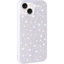 ZORE Apple iPhone 15 Kılıf Parlak Taşlı Tasarım Zore Pırlanta Kapak-Beyaz