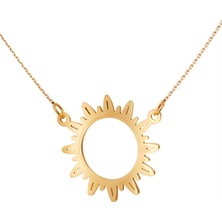 Gümüşcüm Güneş Figürü Altın Kaplama Gümüş Kolye
