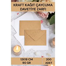 200 Adet 13*18 Kahverengi Çaycuma Kraft Zarf Düğün Davetiye Lüks Tebrik Kartı Mektup Mühür