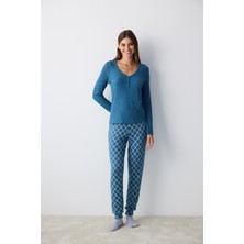 Penti Cozy Time Green Petrol Yeşili Pantolon Pijama Takımı