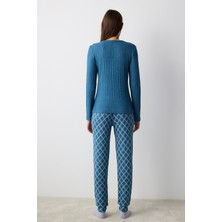 Penti Cozy Time Green Petrol Yeşili Pantolon Pijama Takımı