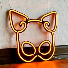 Tol Camp Latex Mask Neon LED Tabela - Modern Şık Metal Üzerine Neon Lamba Dekoru, Turuncu | 30 cm x 28 cm