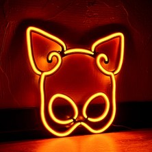 Tol Camp Latex Mask Neon LED Tabela - Modern Şık Metal Üzerine Neon Lamba Dekoru, Turuncu | 30 cm x 28 cm