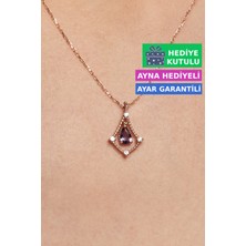 Jewelmim Ametist Mor Renkli Taşlı 18 Ayar Rose Altın Kaplama Mor Gümüş Damla Kolye 925 Ayar Gümüş Kadın Kolye | Bayan Zirkon Mor Taşlı Su Damlası Altın Kaplama Damla Rose Gold Kadın Gümüş Kolye