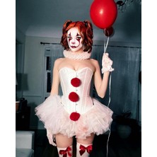 Pink Seksi Palyaço Kostümü Kadınlar İçin Eğlenceli Halloween Temalı Kostüm