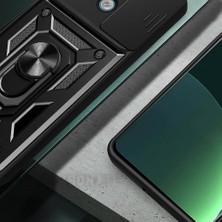 ZORE Xiaomi Redmi Note 13 Pro 5g Kılıf Magnetik Standlı Kamera Korumalı Zore Sürgülü Vega Kapak-Siyah